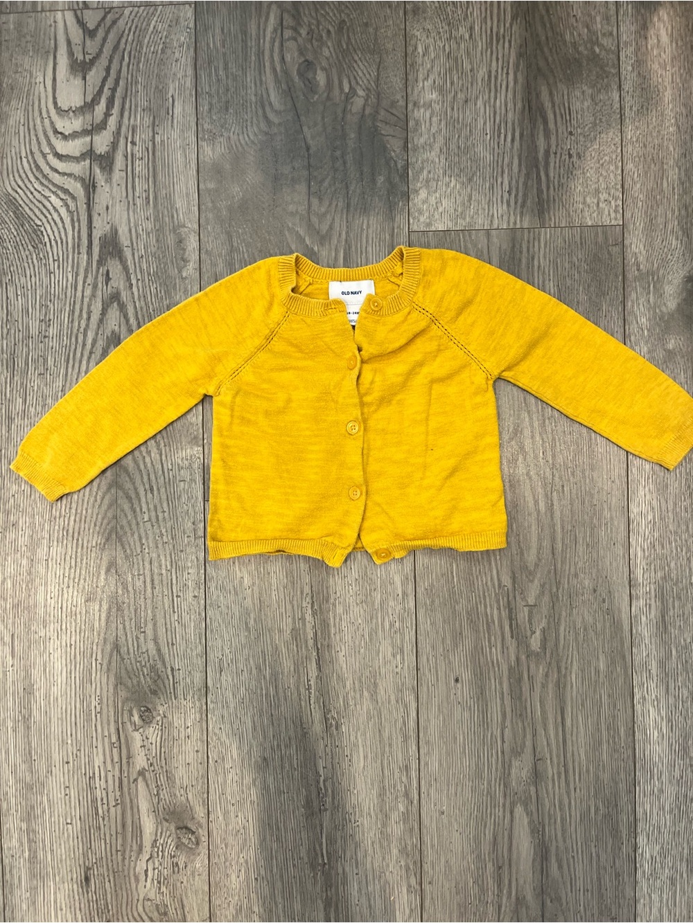 Old Navy Toddler Girl Long Sleeve Sweater Cardigan Chartreuse Yellow 18-24 Month